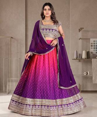 Purple Designer Faux Georgette Lehenga 1