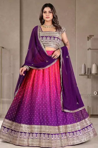 Purple Designer Faux Georgette Lehenga