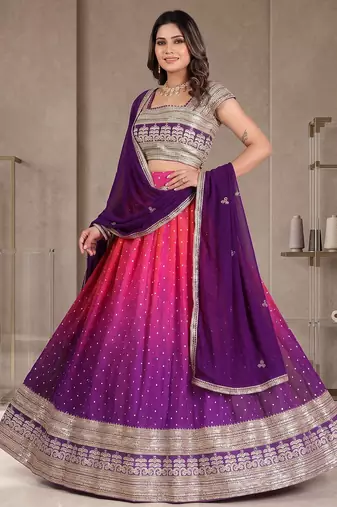 Purple Designer Faux Georgette Lehenga