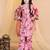 Pink floral printed silk blend ethnic kurta sharara set for girls