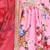 Pink floral printed silk blend ethnic kurta sharara set for girls