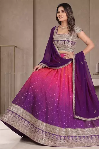Purple Designer Faux Georgette Lehenga