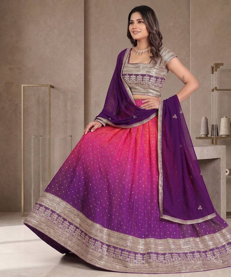 Purple Designer Faux Georgette Lehenga