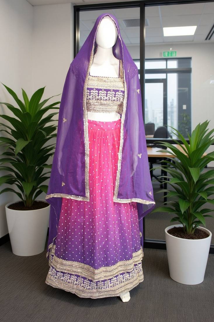 Purple Designer Faux Georgette Lehenga