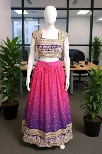 Purple Designer Faux Georgette Lehenga
