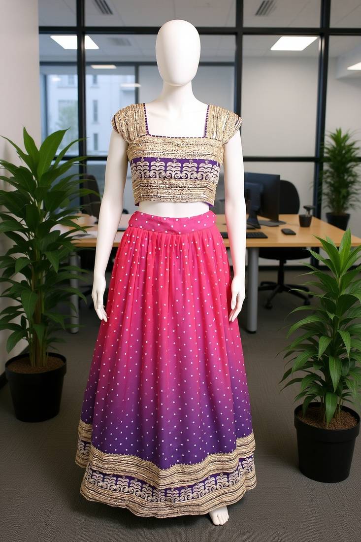 Purple Designer Faux Georgette Lehenga