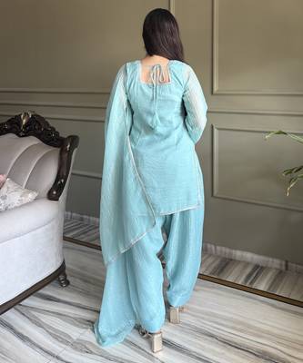 sky color crunchy silk party wear salwar suit 4