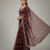 Maroon  Color Sequins With Zari Thread Embroidery work Chiffon Saree