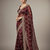 Maroon  Color Sequins With Zari Thread Embroidery work Chiffon Saree