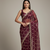 Maroon  Color Sequins With Zari Thread Embroidery work Chiffon Saree