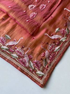 Peach royal gabanna silk saree woven in a shiny dual tone finish 5