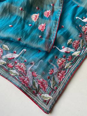 Sky blue royal gabanna silk saree woven in a shiny dual tone finish 5