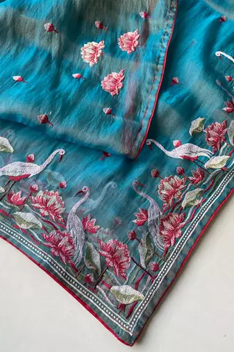 Sky blue royal gabanna silk saree woven in a shiny dual tone finish