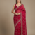 Red Color Sequins With Zari Thread Embroidery work Chiffon Saree