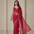 Red Color Sequins With Zari Thread Embroidery work Chiffon Saree