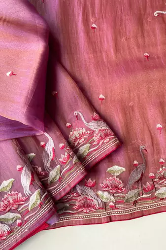 Pink royal gabanna silk saree woven in a shiny dual tone finish