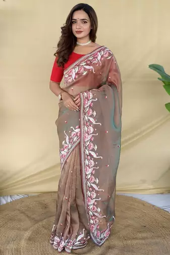 green royal gabanna silk saree woven in a shiny dual-tone finish