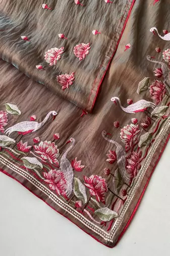green royal gabanna silk saree woven in a shiny dual tone finish