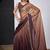 Gold & wine color fendi satin silk peding zircon handwork saree