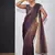 Gold & purple color fendi satin silk peding zircon handwork saree