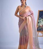 Multicolor pure silk beads & zircon work saree with fancy blouse