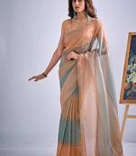 Multicolor pure silk beads & zircon work saree with fancy blouse