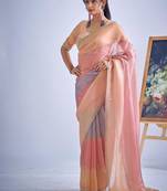 Multicolor pure silk beads & zircon work saree with fancy blouse