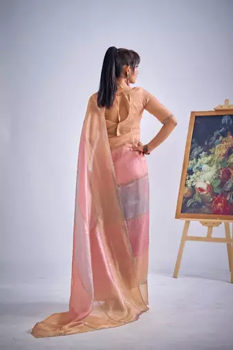 Multicolor pure silk blend beads & zircon work saree with fancy blouse