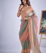 Multicolor pure silk beads & zircon work saree with fancy blouse