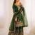 Green color gymmi silk embroidery work wedding wear sharara set
