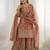 Peach color gymmi silk embroidery work wedding wear sharara set