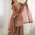 Peach color gymmi silk embroidery work wedding wear sharara set