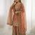 Peach color gymmi silk embroidery work wedding wear sharara set