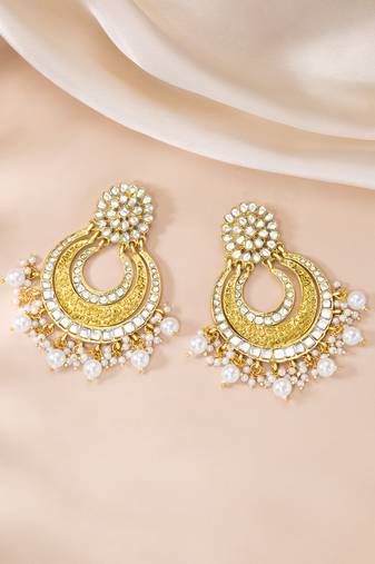 Peora meenakari gold plated chandbali traditional earrings gift for women girls