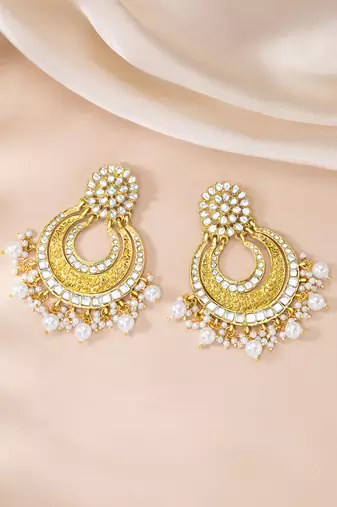 Peora meenakari gold plated chandbali traditional earrings gift for women girls