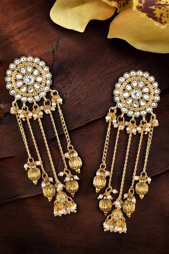 Peora gold plated chandbali earrings for women & girl