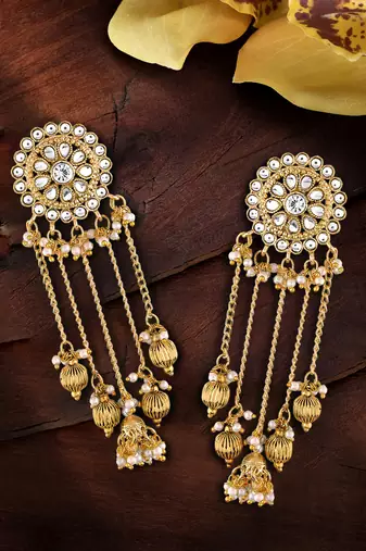 Peora gold plated chandbali earrings for women & girl