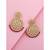 Peora traditional jewellery 18k gold plated brass kundan bead pink chandbali earrings for women