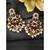 Peora gold plated brass traditional jewellery kundan pearl golden maroon chandbali earrings gift for women girls