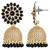 Peora gold plated floral studded black jhumki traditional wedding earrings for women