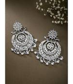 Aheli kundan & pearl studded silver plated chandbali earrings gift for women girls