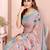 Light peach printed art silk designer pallu saree