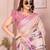 Dark peach printed art silk designer pallu saree