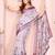 Light grey printed art silk designer pallu saree