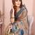Brown printed art silk designer pallu saree