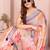 Peach printed art silk designer pallu saree