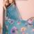 Teal printed art silk designer pallu saree