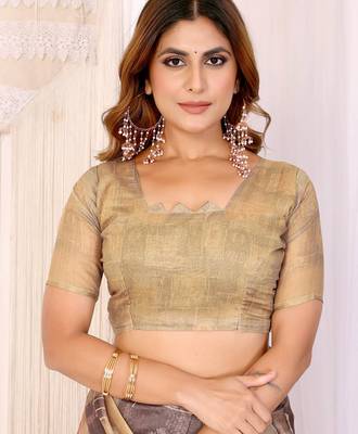 Onion pink printed art silk designer pallu saree 5