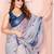 Light grey printed art silk designer pallu saree