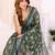 Green printed art silk designer pallu saree